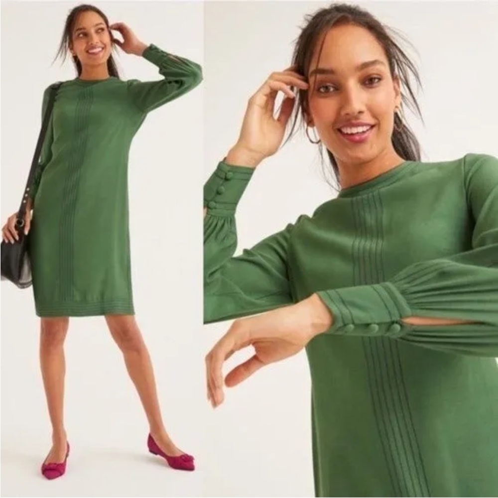 Boden Miriam Kelly Green Long Sleeve Sheath Dress. Sz 6